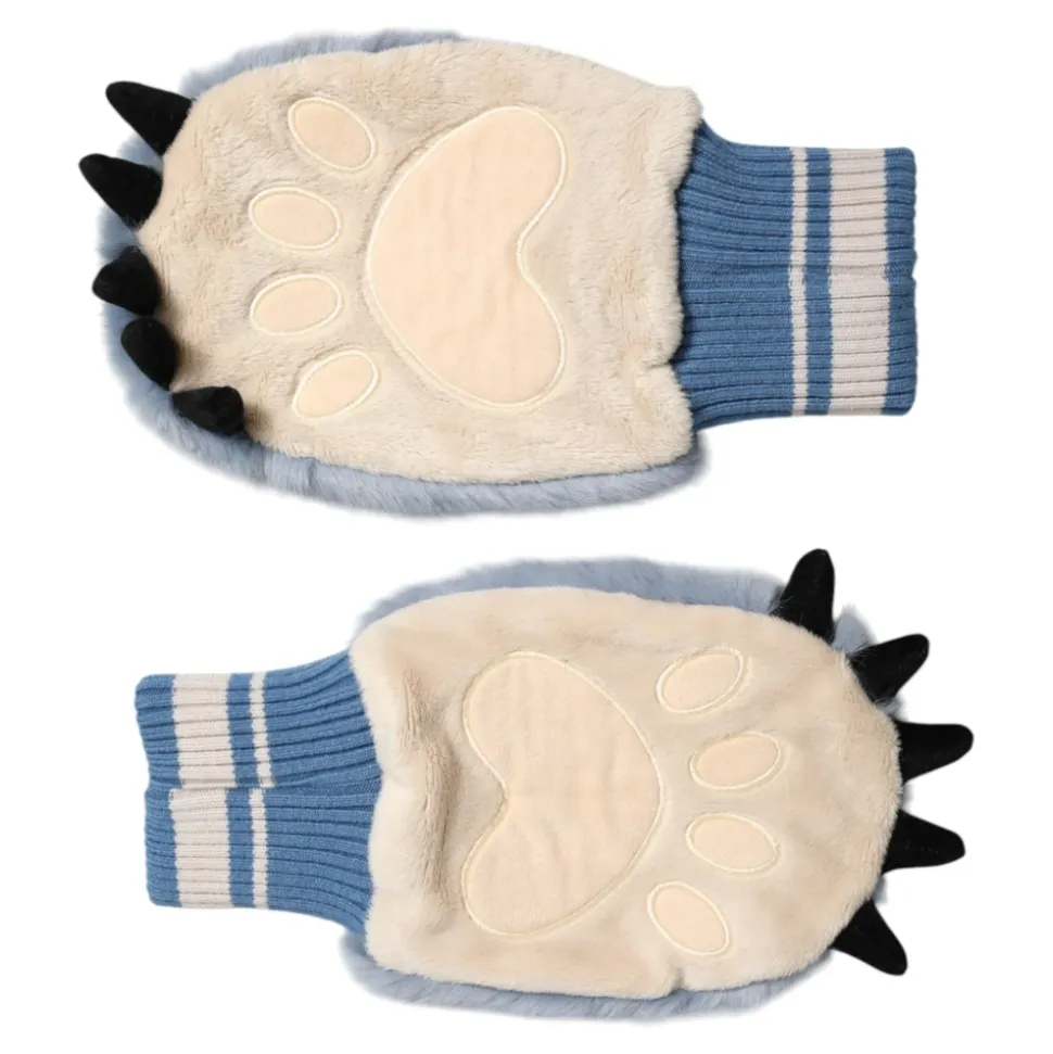 Acrylic Knitted Fur Wrist Mitten Gloves