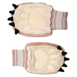 Acrylic Knitted Fur Wrist Mitten Gloves