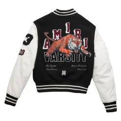 Black Bomber Jacket with Multicolor Embroidery