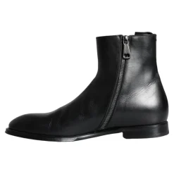 Black Calf Leather Men's Boots Shoes