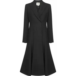 Black Wool Peplum Coat