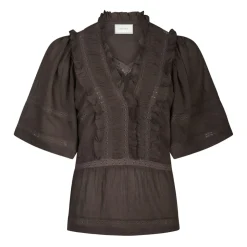 Brown Voile Top with Ribbon Details