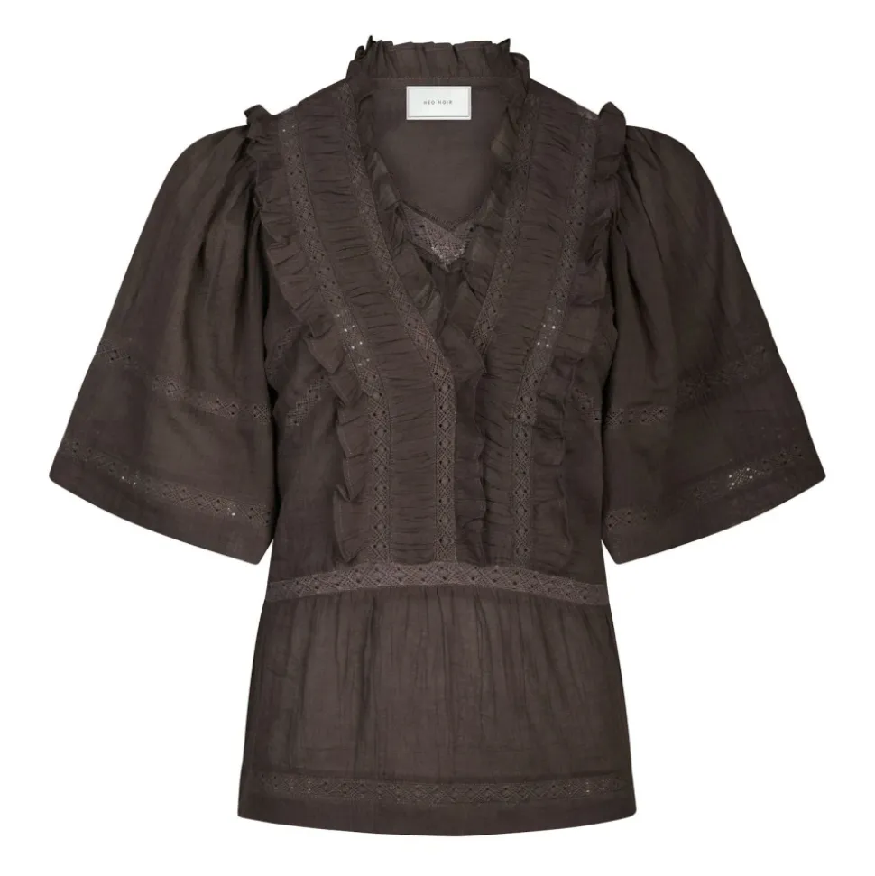 Brown Voile Top with Ribbon Details