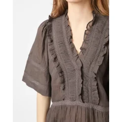 Brown Voile Top with Ribbon Details