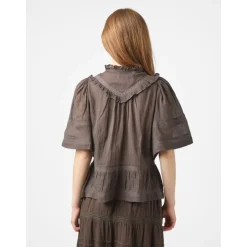 Brown Voile Top with Ribbon Details