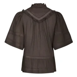 Brown Voile Top with Ribbon Details