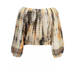 Chic Beige Long-sleeved Logo Top with Contrasts
