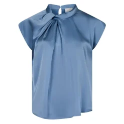 Dusty Blue Drapy Satin Blouse