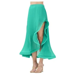 Elegant Green Pleated Midi Skirt