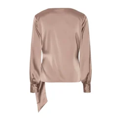 Elegant Tan Blouse with Asymmetric Cut