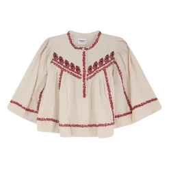 Embroidered Crew Neck Blouse