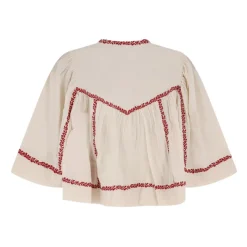 Embroidered Crew Neck Blouse
