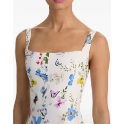 Floral Square-Neck Midi Dress