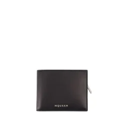 2in1 Leather Wallet - Black/Silver