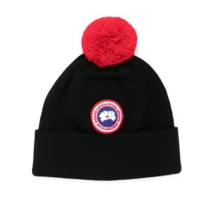 Logo-Patch Pompom Wool Beanie