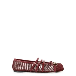 Mesh Squared Toe Leather Strap Shoes
