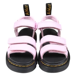 Pink Leather Sandals with Velcro Closure