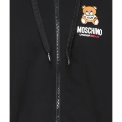 Teddy Logo Bear Cotton Black Fleece Zip-through