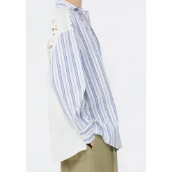 Tessile Stripe Poplin Eyelet Button-Up Shirt